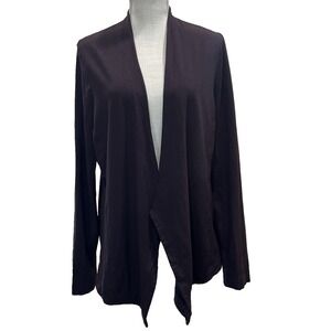 Eileen Fisher Cardigan Womens Size XL Chocolate Brown Open Knit Long Sleeves